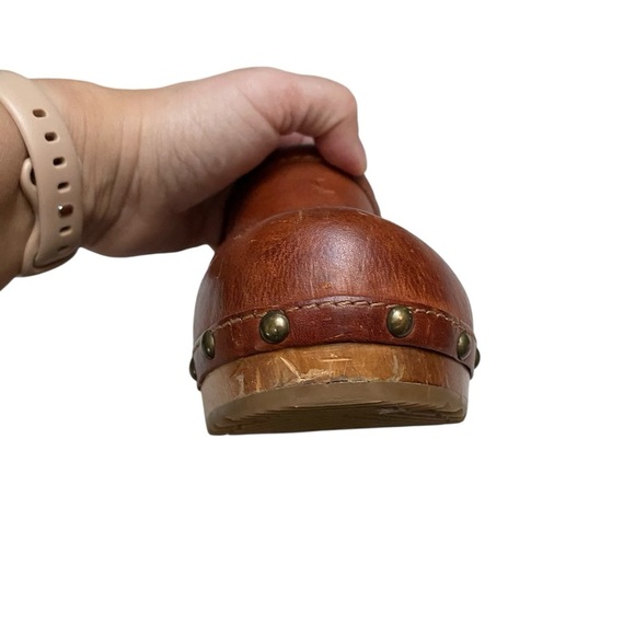 Frye Clara Campus Clogs Brown Leather Size 7 | 2.5” Heel Platform Mules - Picture 7 of 16